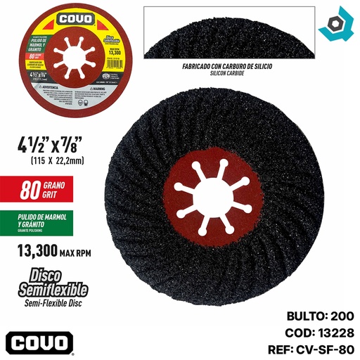 [13228] DISCO PARA PULIR GRANO 80 DE 4 1/2" COVO
