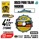 DISCO SIERRA PARA TALLAR MADERA 4 1/2" COVO