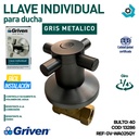 LLAVE INDIVIDUAL CRUZ PARA DUCHA GRIS METALICO GRIVEN