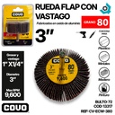 RUEDA FLAP 3" CON VASTAGO GRANO 80 COVO