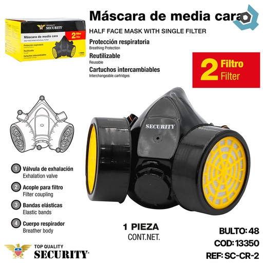 [13350] MASCARA RESPIRADOR 2 FILTROS SECURITY