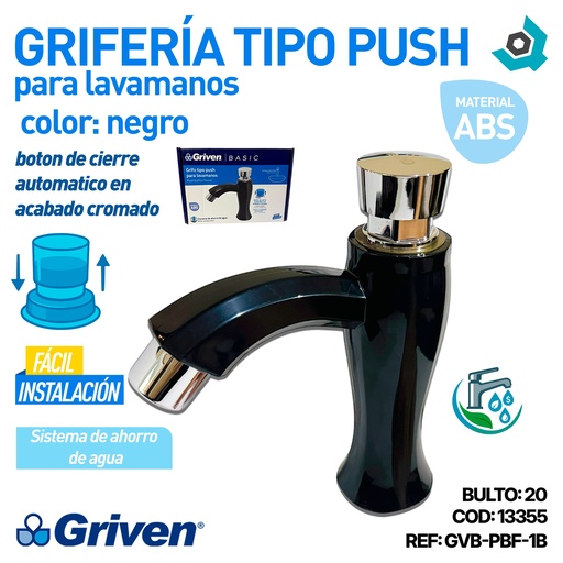 [13355] GRIFERIA TIPO PUSH ABS NEGRO GRIVEN BASIC