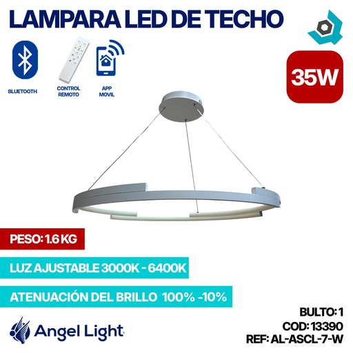 [13390] LAMPARA LED 35W DE TECHO LUZ AJUSTABLE BLANCA ANGEL LIGHT