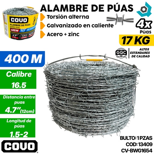 [13409] ALAMBRE DE PUAS 400 METROS COVO