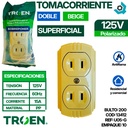 TOMACORRIENTE DOBLE 125V 15A POLARIZADO BEIGE TROEN