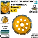 DISCO DIAMANTADO 4 1/2" SEGMENTADO DE COPA COVO