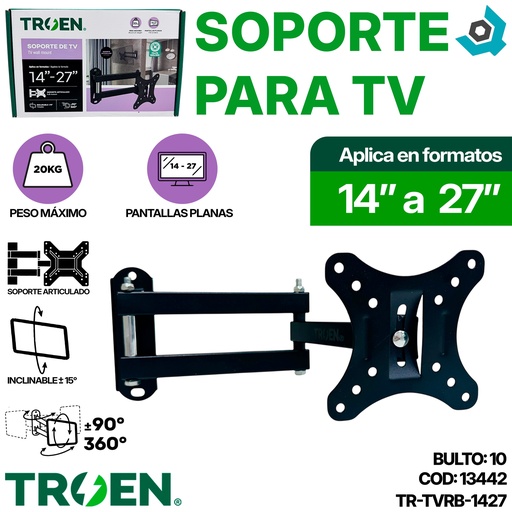 [13442] SOPORTE PARA TV 14" A 27" TROEN