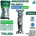 APAGADOR DE PALANCA INDIVIDUAL BLANCO TROEN