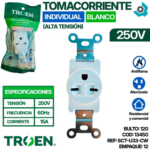 [13450] TOMACORRIENTE 250V ALTA TENSION TROEN