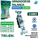 APAGADOR DE PALANCA 3 WAY INDIVIDUAL BLANCO TROEN