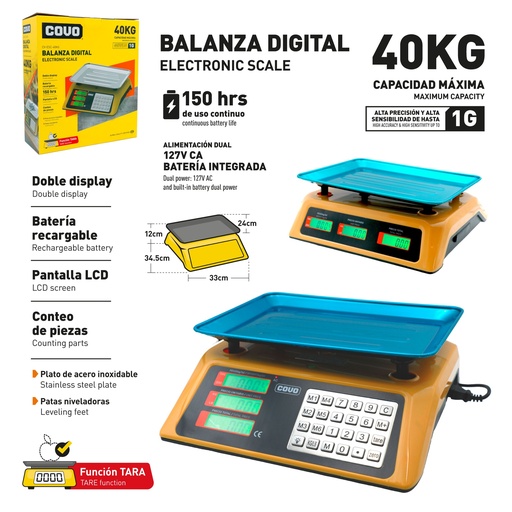 [13501] BALANZA DIGITAL 40KG COVO