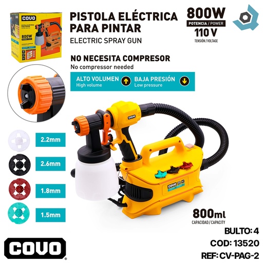 [13520] PISTOLA ELECTRICA PARA PINTAR 800W COVO