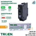 BREAKER TERMOMAGNETICO 20A 1P EMPOTRAR TQL TROEN