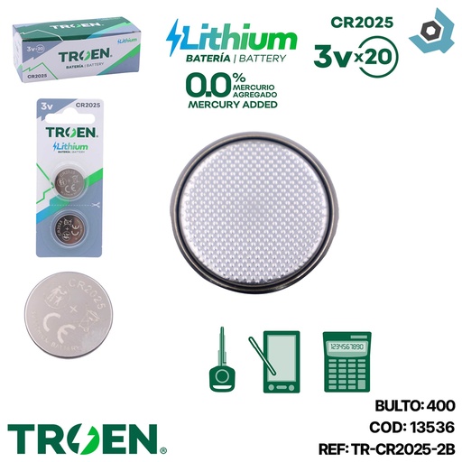 [13536] BATERIA LITHIUM 3V X 20 TROEN