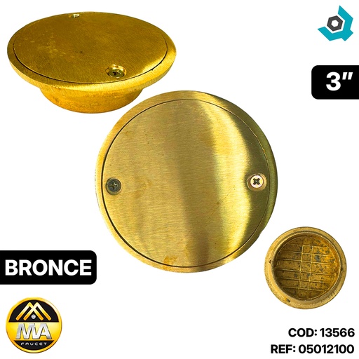 [13566] REJILLA DESAGUE DE PISO CIEGA 3" BRONCE METALES ALEADOS