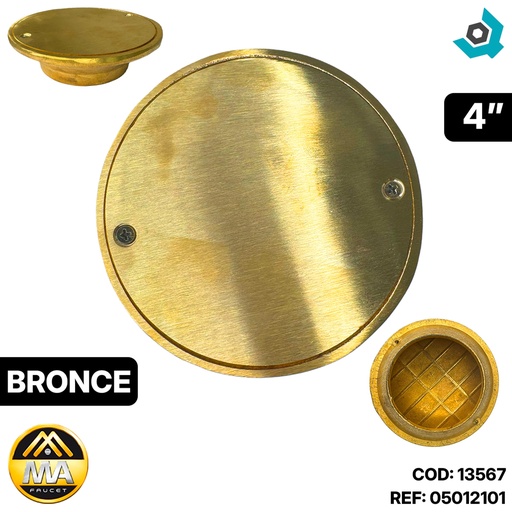 [13567] REJILLA DESAGUE DE PISO CIEGA 4" BRONCE METALES ALEADOS