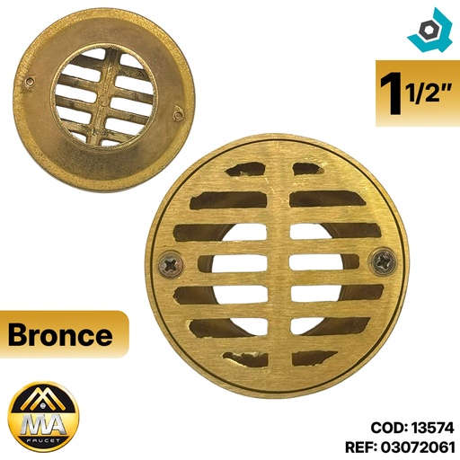 [13574] REJILLA DESAGUE DE PISO ESTANDAR 1 1/2" BRONCE METALES ALEADOS