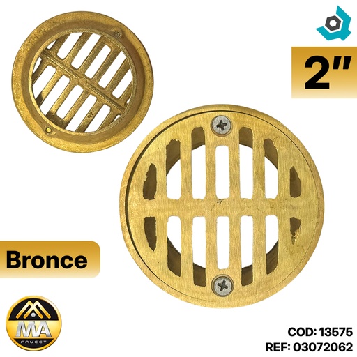 [13575] REJILLA DESAGUE DE PISO ESTANDAR 2" BRONCE METALES ALEADOS