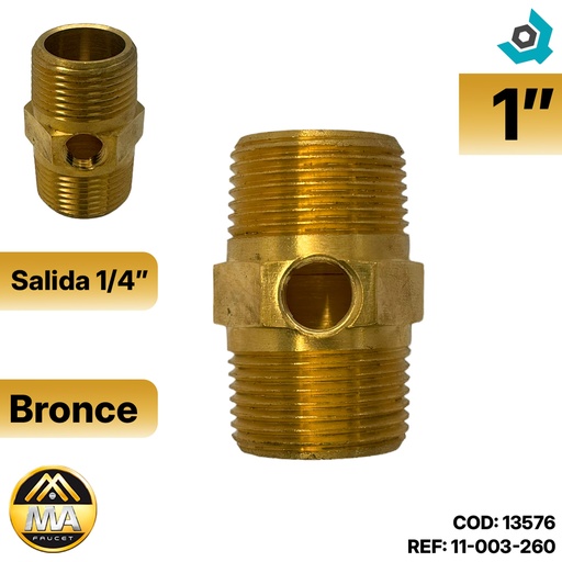 [13576] VALVULA DE SUCCION 1" CON SALIDA 1/4" BRONCE METALES ALEADOS