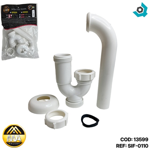 [13599] SIFON PLASTICO 1 1/4" CON TRAMPA