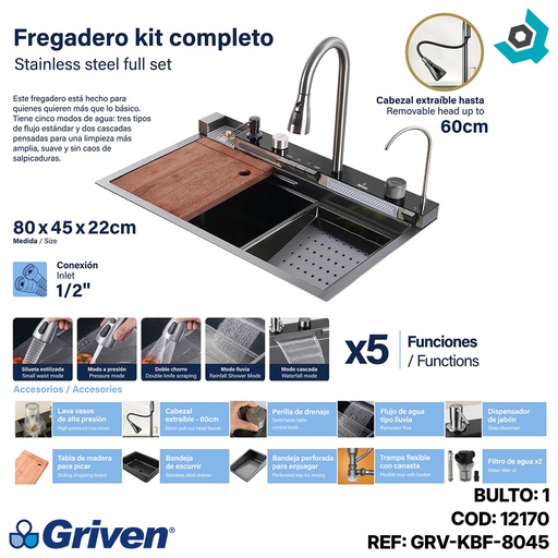[12170] FREGADERO KIT COMPLETO GRIVEN ELITE