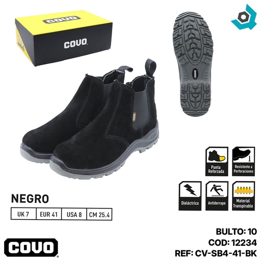 [12234] BOTAS DE SEGURIDAD NEGRAS TALLA 41 COVO