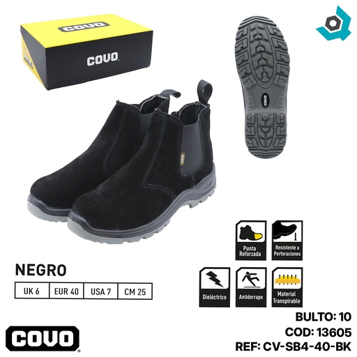 [13605] BOTAS DE SEGURIDAD NEGRAS TALLA 40 COVO