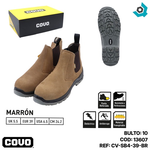 [13607] BOTAS DE SEGURIDAD MARRONES TALLA 39 COVO
