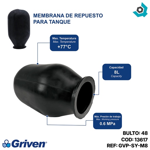 [13617] MEMBRANA DE REPUESTO PARA TANQUE 8L GRIVEN