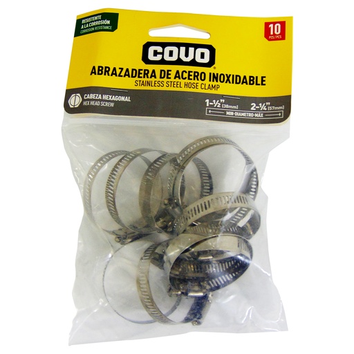 [10085] ABRAZADERAS 1 1/2" A 1 1/4" DE ACERO INOXIDABLECOVO