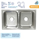 FREGADERO DOBLE 80CM X 47CM ACERO INOXIDABLE GRIVEN