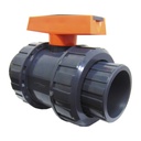 VALVULA BOLA DOBLE 2 1/2" PVC SIN ROSCA TUBRICA