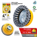 DISCO CEPILLO DE COPA DE ALAMBRE TRENSADO MULTIROSCA 4" X 5/8"-11 Y M14 COVO