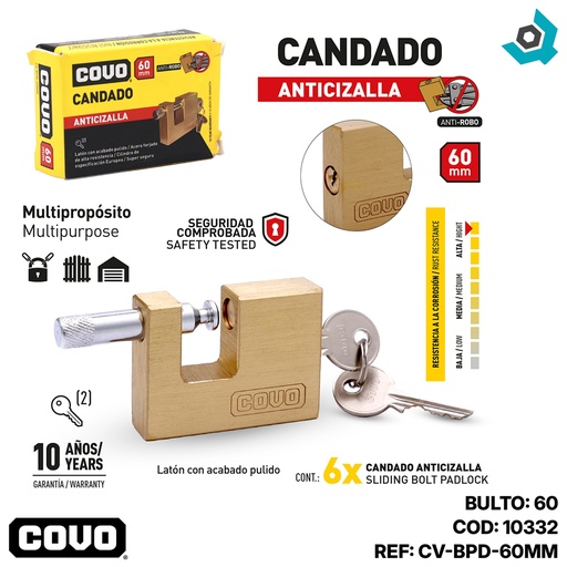 [10332] CANDADO 60MM ANTICIZALLA COVO