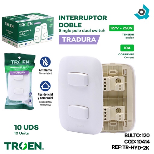 [10414] APAGADOR ESTANDAR DOBLE BLANCO TROEN