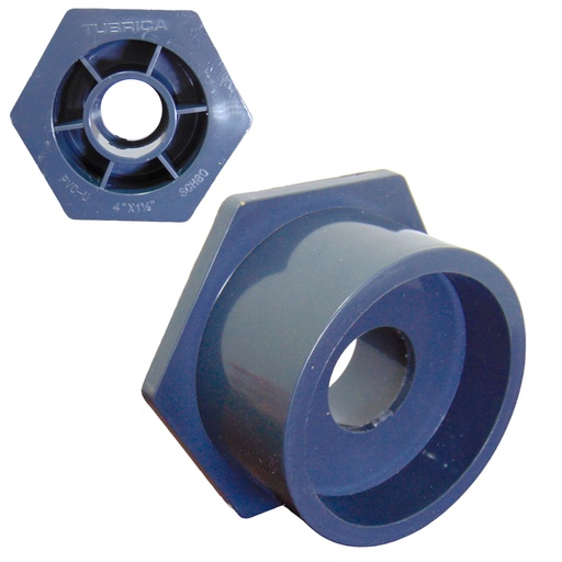 [10474] BUJE REDUCCION DE PVC PRES 4" X 1 1/2" EXC TUBRICA