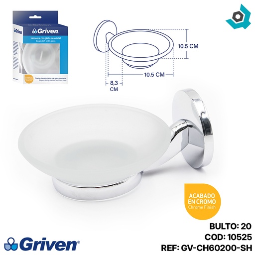 [10525] JABONERA CON PLATO CROMADO GRIVEN