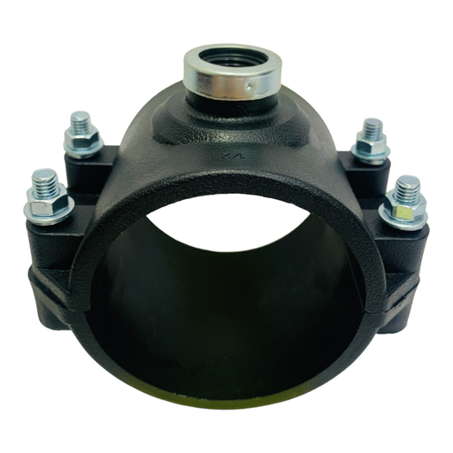 [10619] ABRAZADERA PARA RIEGO PP CON ROSCA 90MM X 1/2" TUBRICA