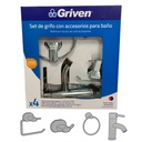 SET DE GRIFERIA CON ACCESORIOS PARA BANO X4 PZAS CROMADO GRIVEN