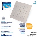 REGADERA PARA DUCHA TIPO LLUVIA CUADRADA 6" SATINADA GRIVEN