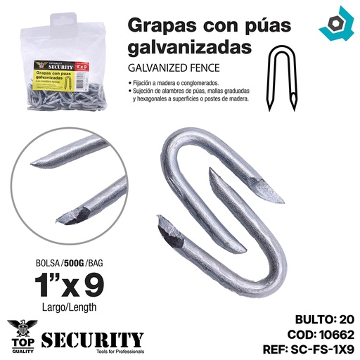 [10662] GRAPAS ALAMBRE DE PUAS 1" X 9 SECURITY
