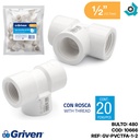 TEE SENCILLA DE PVC 1/2" CON ROSCA BLANCO GRIVEN