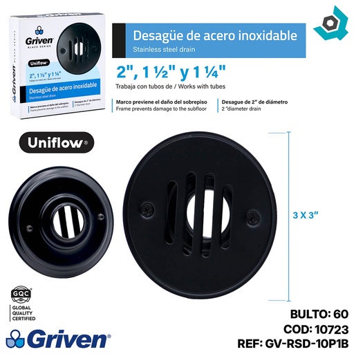 [10723] DESAGUE DE PISO 2" GRIVEN BLACK