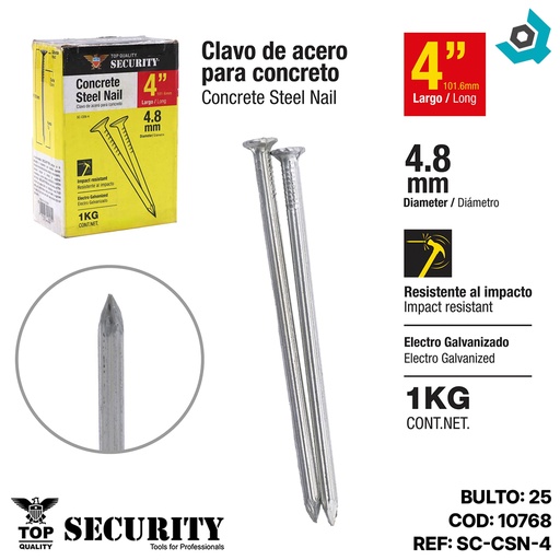 [10768] CLAVO DE ACERO PARA CONCRETO 4" SECURITY