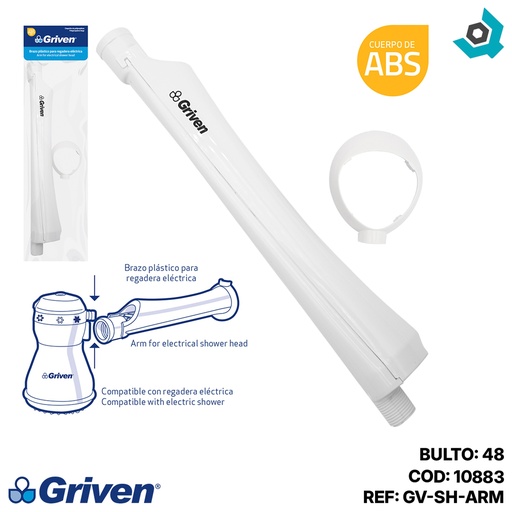 [10883] BRAZO PLASTICO PARA REGADERA ELECTRICA GRIVEN