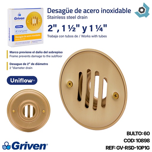 [10898] DESAGUE DE PISO 2" DORADO GRIVEN GOLDEN