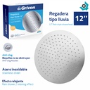 REGADERA PARA DUCHA TIPO LLUVIA REDONDA 12" CROMADA GRIVEN