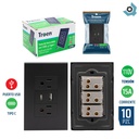 TOMACORRIENTE DOBLE CON UN USB Y UN TIPO C NEGRO TROEN