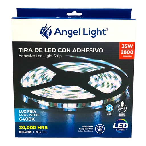 [11020] TIRA DE LUZ LED CON ADHESIVO 35W LUZ FRIA 6400K 5 METROS ANGEL LIGHT