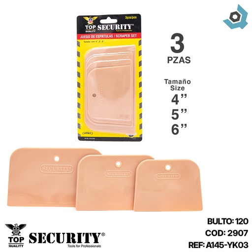 [2907] JUEGO DE ESPATULAS PVC 3PZAS SECURITY